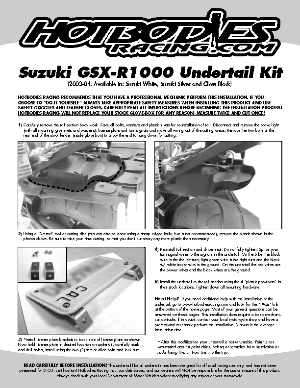 
				GSX-R 1000 2003-04 Undertail Installation
	