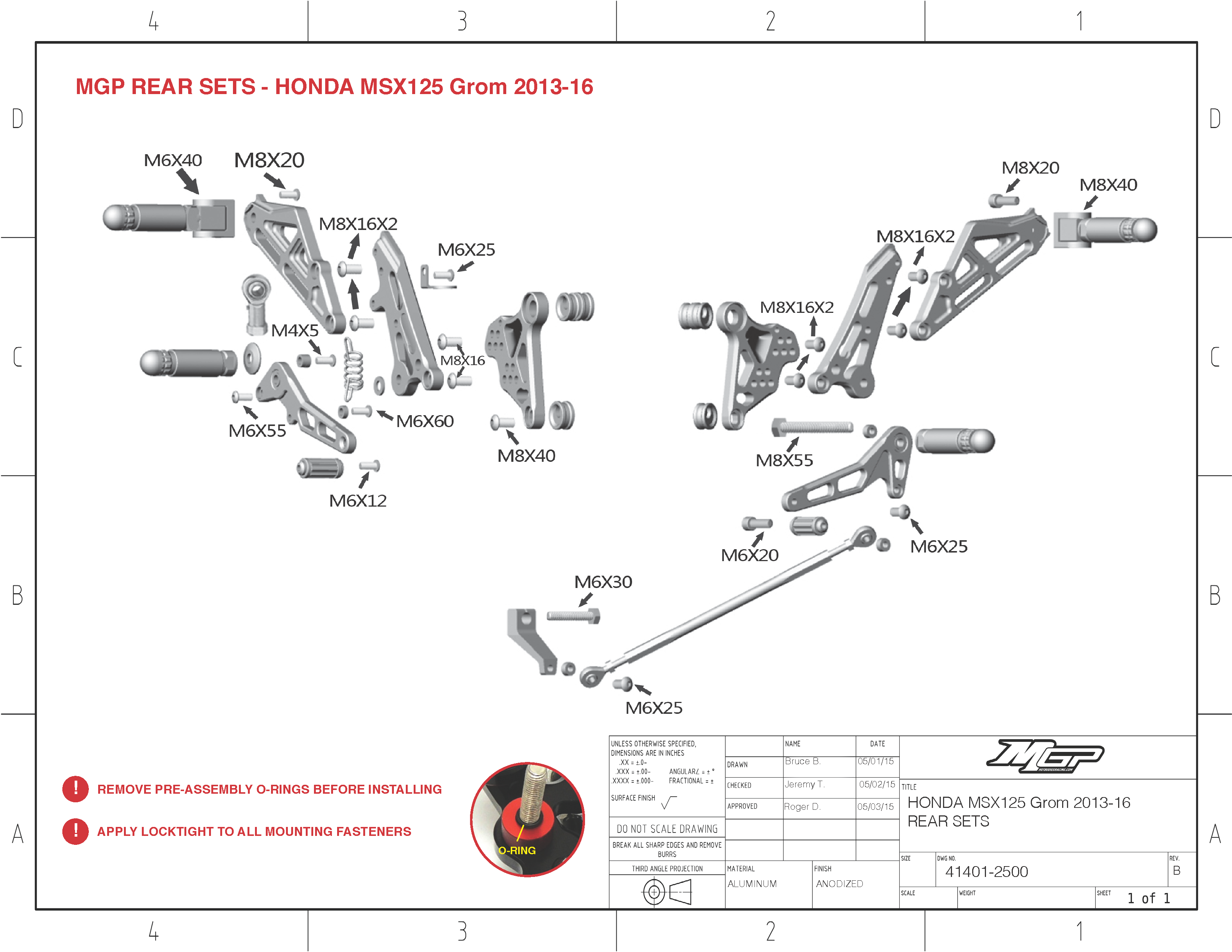 

GROM MSX125 2013-16 MGP Rearsets Installation

