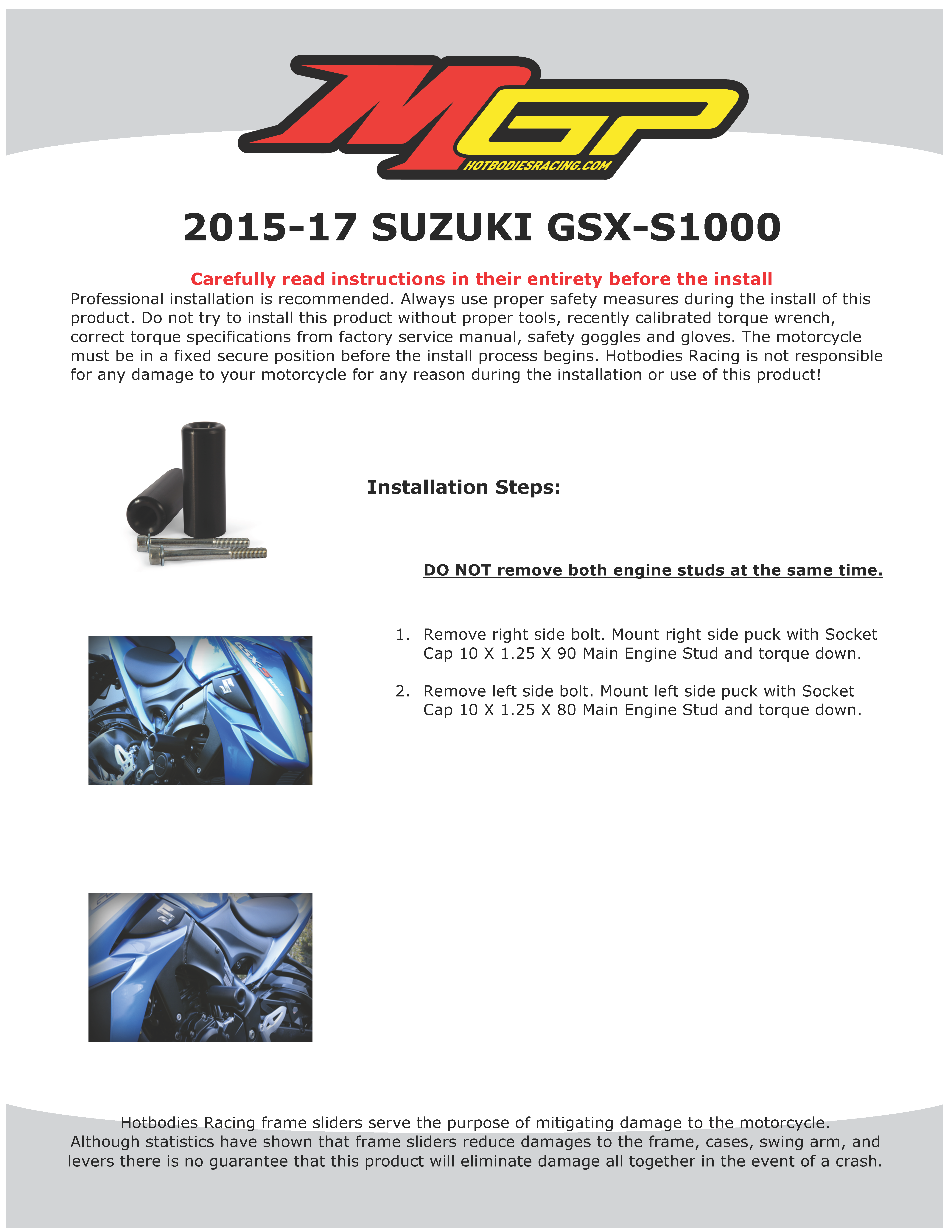

SUZ GSX-S1000 (15-17) Framesliders NO CUT Black

